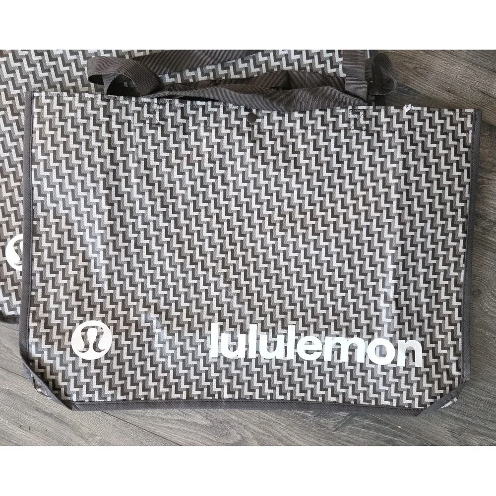 Lululemon Extra Large XL Lot Of 2 Reusable Shopping Tote Bags Brown Gray White